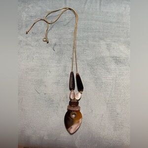 Rush necklace by Denise Charles pendant statement On double cord, gold accents.